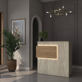 Hanah Home Mesa de Recepción con Iluminación LED Travertino y Nogal
